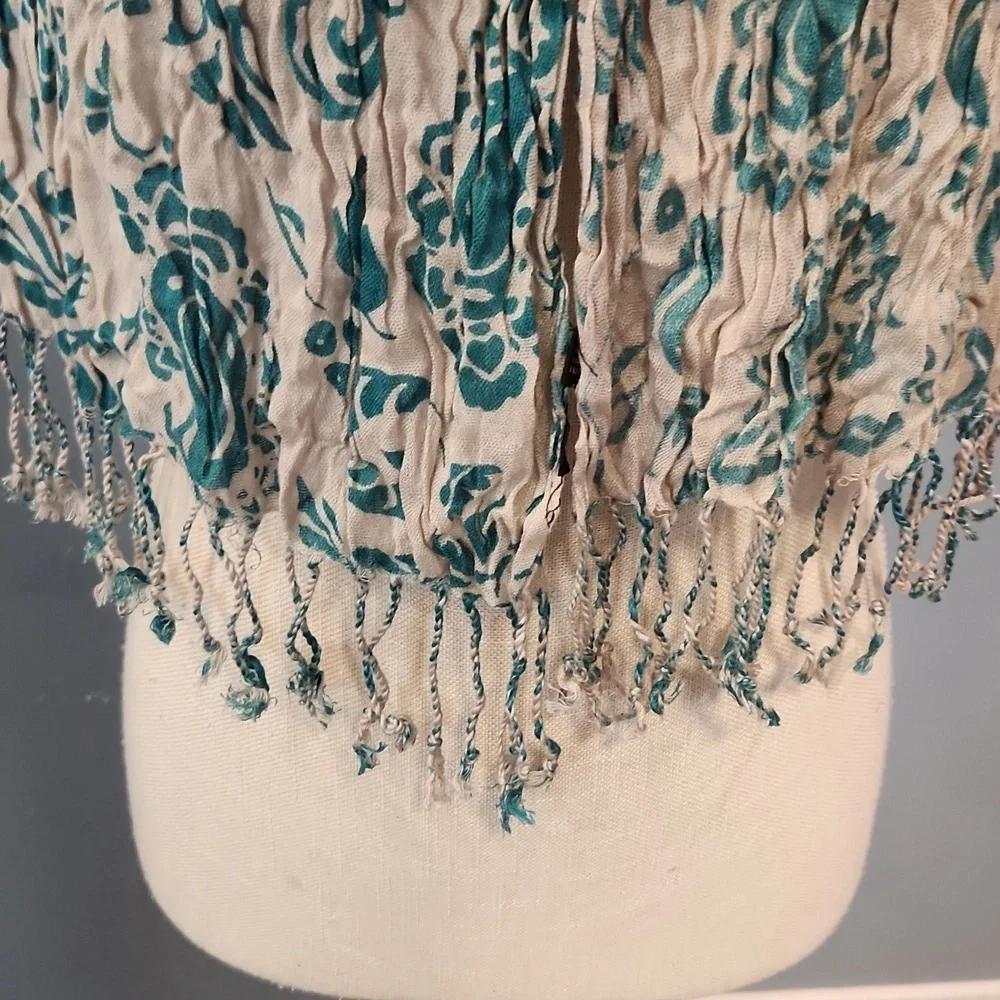 JC Penny Boho Paisley Print Fringe Detail Art To Wear Festival Wrap Scarf